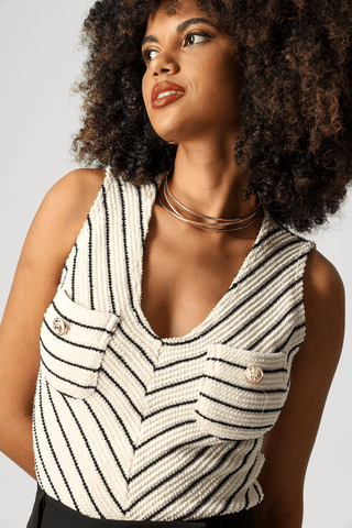 Blusa Com Bolsos e Botões - PRETO 90166