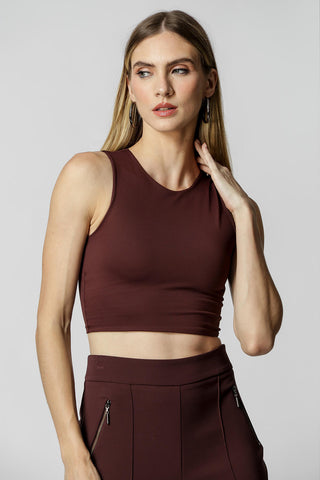 Blusa corta básica - CAFÉ