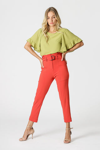 Blusa con mangas con volantes - OLIVA