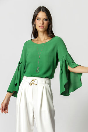 Blusa Manga 3/4 Com Babados e Abertura
