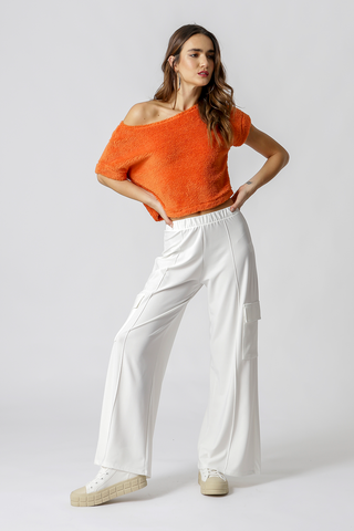 Blusa corta flocada - NARANJA