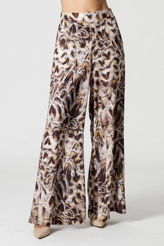 Pantalones anchos estampados - MARRÓN 2091