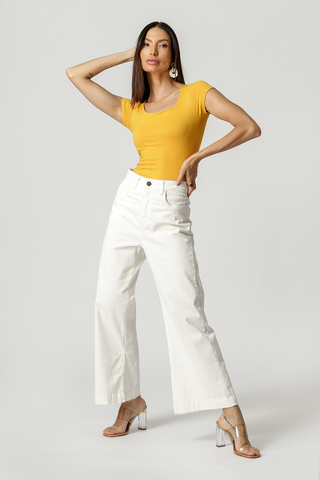Blusa em Poliamida com Decote - MOSTARDA 1