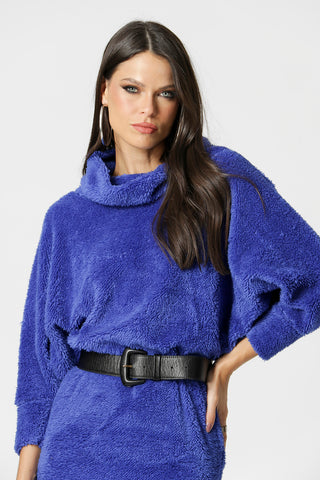 Vestido Com Manga Morcego - AZUL KLEIN