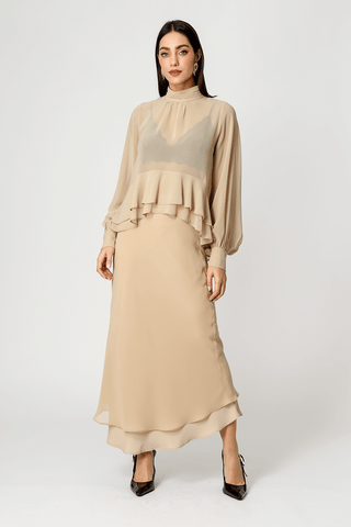 Saia Chiffon Com Babados - AREIA