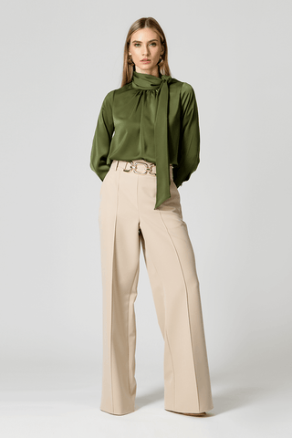 Blusa De Cetim Com Faixa Na Cintura - MUSGO