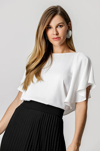 Blusa con mangas de ángel - BLANCO ROJO