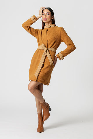 Gabardina con detalles de piel sintética - TERRA