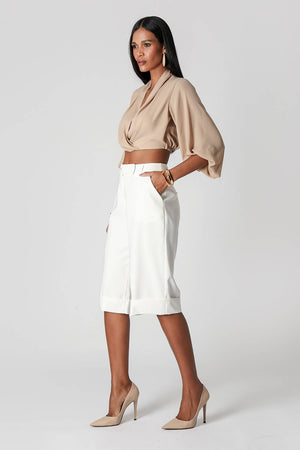 Blusa Transpassada Manga Longa Bufante