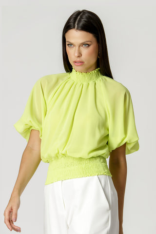 Blusa con cuello y bajo con volantes - LIMAO