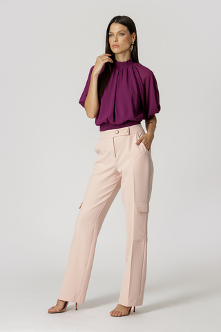 Blusa Com Gola E Barra Franzida - UVA