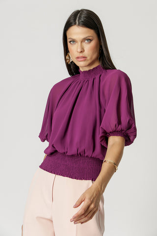 Blusa Com Gola E Barra Franzida - UVA