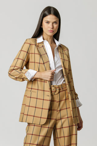 Blazer Alfaitaria Xadrez - BEGE