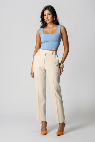 Blusa Cropped De Alça Larga - AZUL CLARO