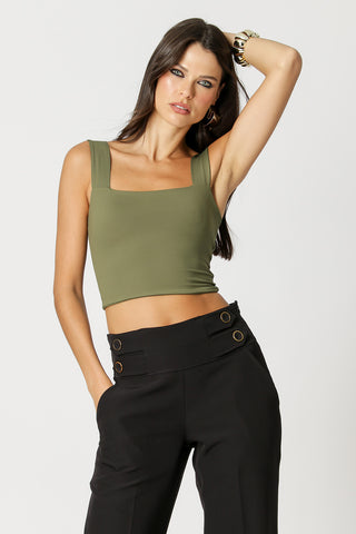 Top corto con tirantes anchos - MILITAR