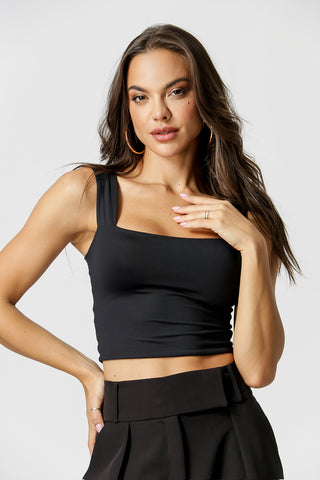 Top corto con tirantes anchos - NEGRO