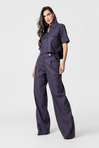 Pantalones de lino cruzados Cos - AZUL MARINO