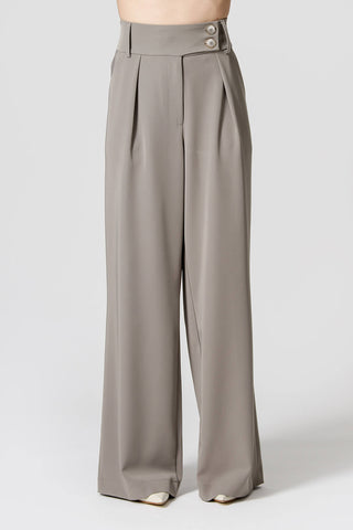 Pantalón con cinturilla cruzada y botones - BEIGE ESC