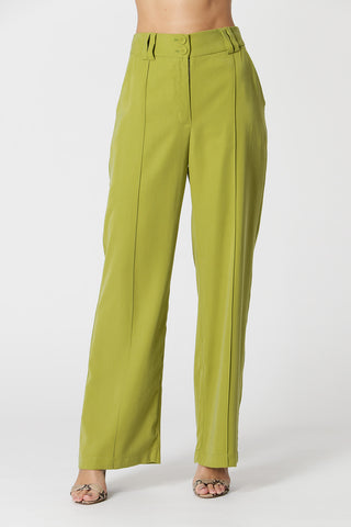 Calça Modelagem Reta Com Nervura Frontal - OLIVA