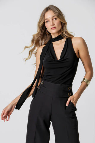 Blusa Gola Degagê Com Laço - PRETO
