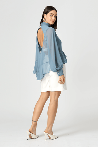 Blusa Bufante Em Chiffon - DENIM