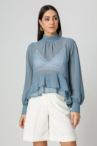 Blusa Bufante Em Chiffon - DENIM