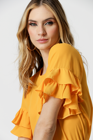 Blusa com Babado - MOSTARDA