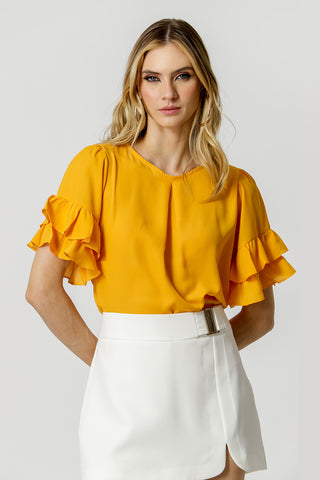 Blusa com Babado - MOSTARDA