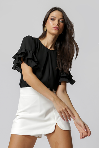 Blusa com Babado - PRETO