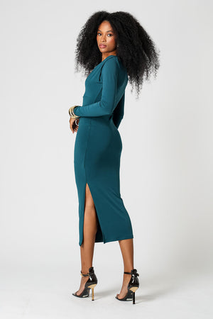 Vestido Midi Ombro Assimétrico