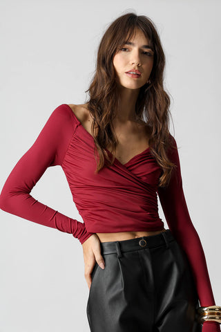 Blusa Franzida Transpassada - VINHO ESC