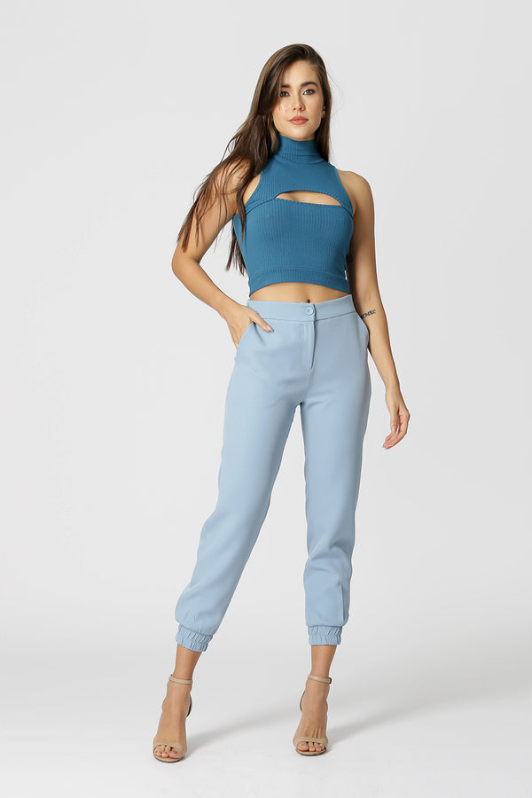 Blusa Cropped com Gola