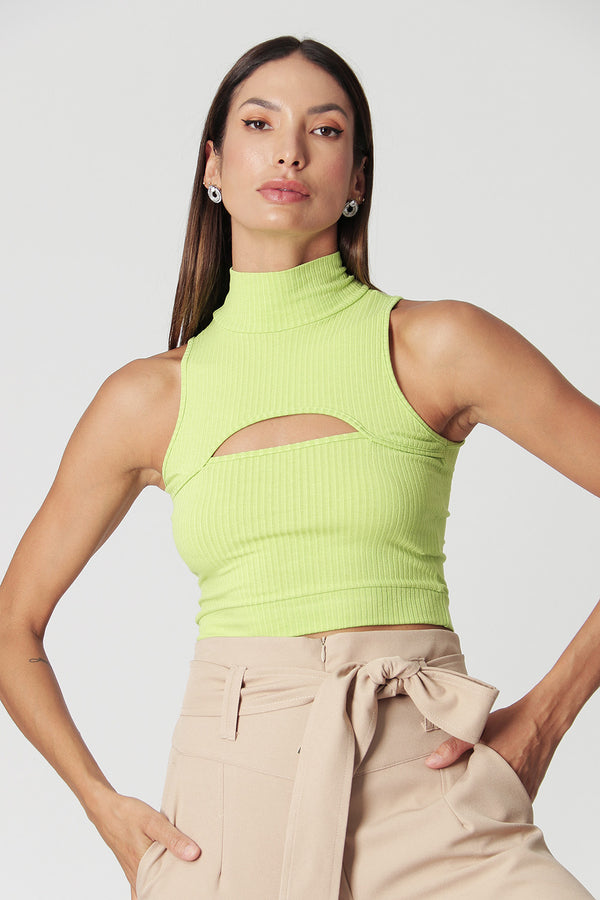 Blusa Cropped com Gola
