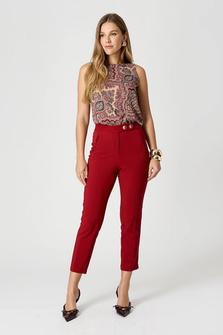 Blusa Estampada Em Crepe Fluido - VINHO 3080