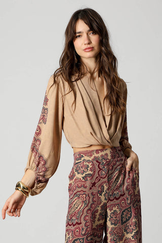 Cropped Transpassado Estampado - AREIA 3080
