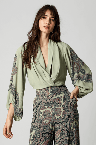 Cropped Transpassado Estampado - VERDE 3080