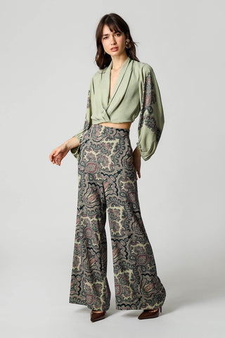 Cropped Transpassado Estampado - VERDE 3080