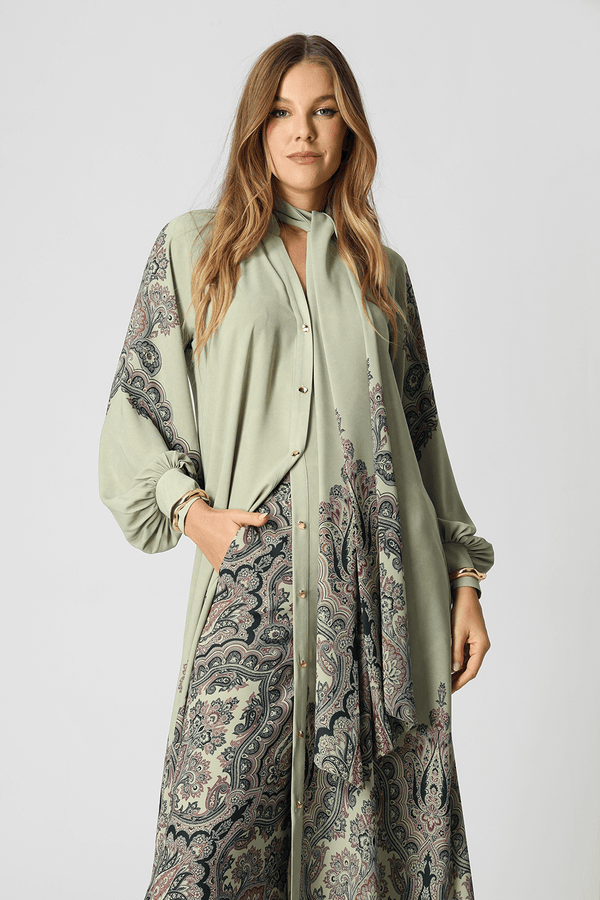 Vestido Estampado Com Faixa