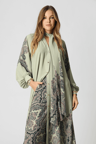 Vestido Estampado Com Faixa - VERDE 3080