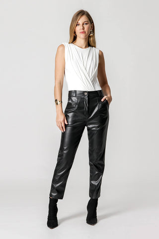 Body con pliegues y fruncido - BLANCO ROJO
