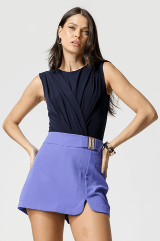 Body con pliegues y fruncido - AZUL MARINO