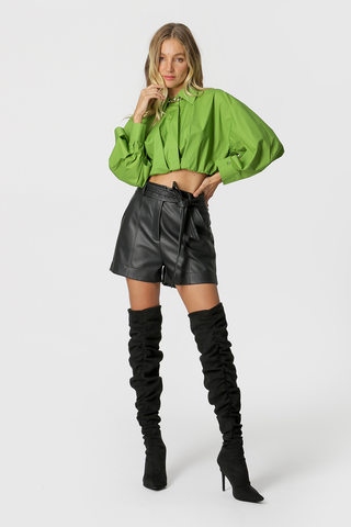 Camisa Cropped Manga Longa - MILITAR