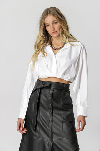 Camisa Cropped Manga Longa - BRANCO