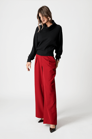 Blusa Sweater Gola Volumosa - PRETO