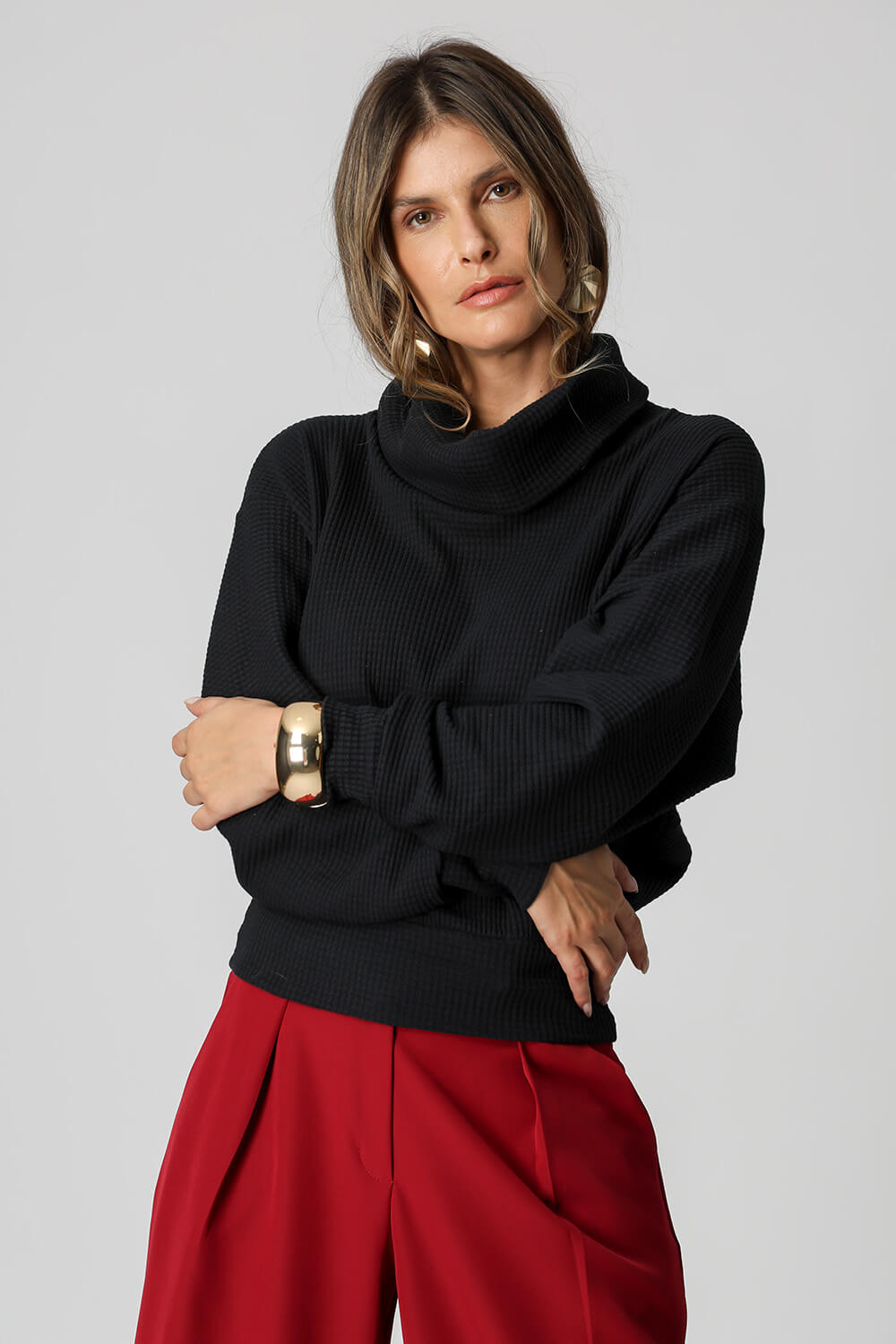 Blusa Sweater Gola Volumosa