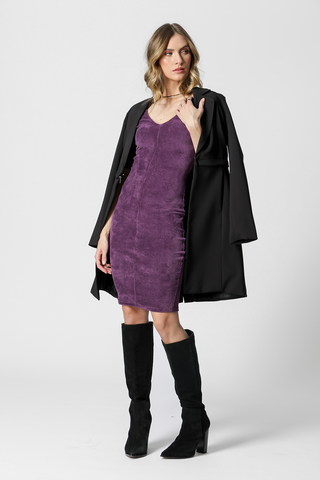 Vestido Com Decote V Nas Costas - ROXO ESCURO