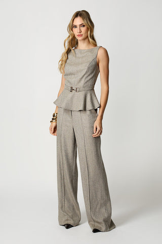 Blusa Peplum Com Cinto - KAKI 90162