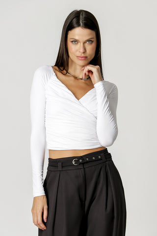 Blusa Cruzada Franzida - BRANCO
