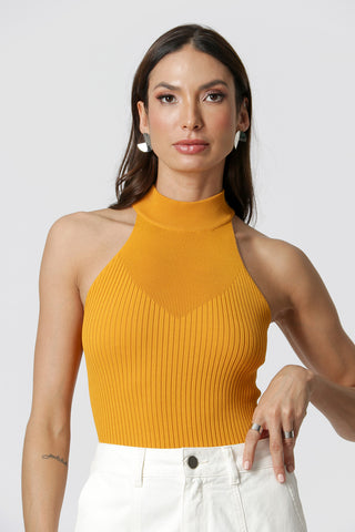 Blusa con escote americano - MOSTAZA