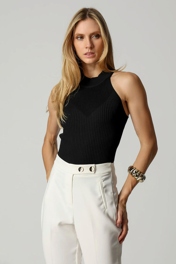 Blusa Cava Americana com Gola TRIMIX